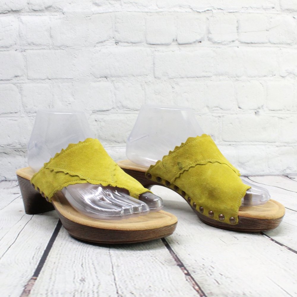 Gabor Green Suede Toe Post Block Heeled Slip on Sandals Size US 6 - Picture 3 of 9